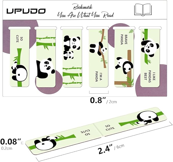 UpUDo 12 Pack Magnetic Bookmark, Book Marker Clip for Teachers, Students, Book Lovers, Printing on 2 Side