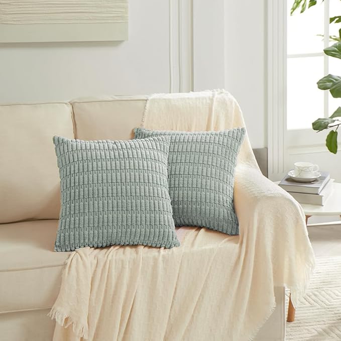 Fancy Homi 4 Packs Decorative Throw Pillow Covers for Living Room Couch Bed, Modern Farmhouse Boho Home Decor, Accent Cushion Case (16 x 16-Inch, Grey Blue)
