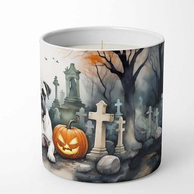 Caroline's Treasures DAC2024CDL Boxer Spooky Halloween Decorative Soy Candle Nature Soy Wax Essential Oil Home Decor Ideal for Bedroom Kitchen Bath Office Gift, 10 oz