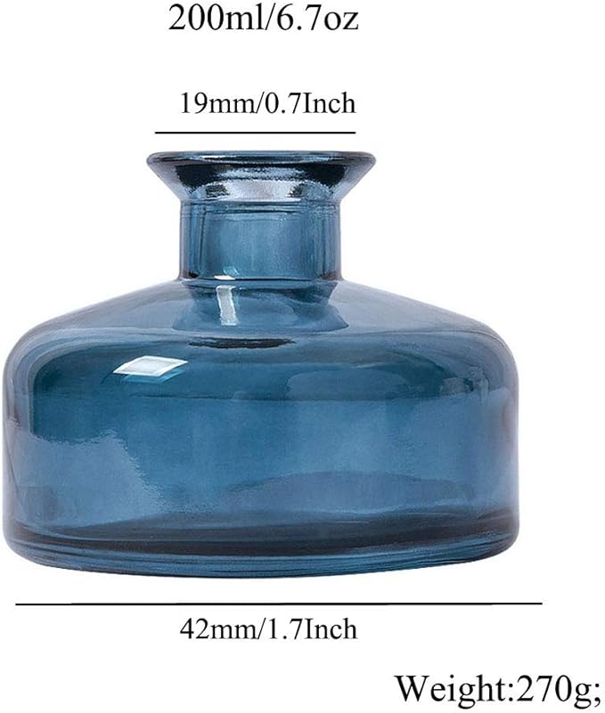 1PCS Glass Diffuser Bottle Aromatherapy Jar Container Fragrance Essential Oil Reed Diffusers Bottle for DIY Replacement Reed Diffuser Sticks Set Home Fragrance Accessories (Dark Blue)
