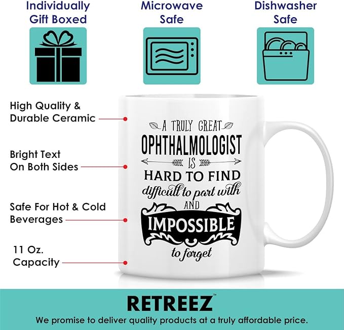 Retreez Funny Mug - Best Great Ophthalmologist Eye Doctor Ophthalmology 11 Oz Ceramic Coffee Mugs - Funny Sarcasm Motivational Inspirational birthday gifts for women men friend coworker him her bestie