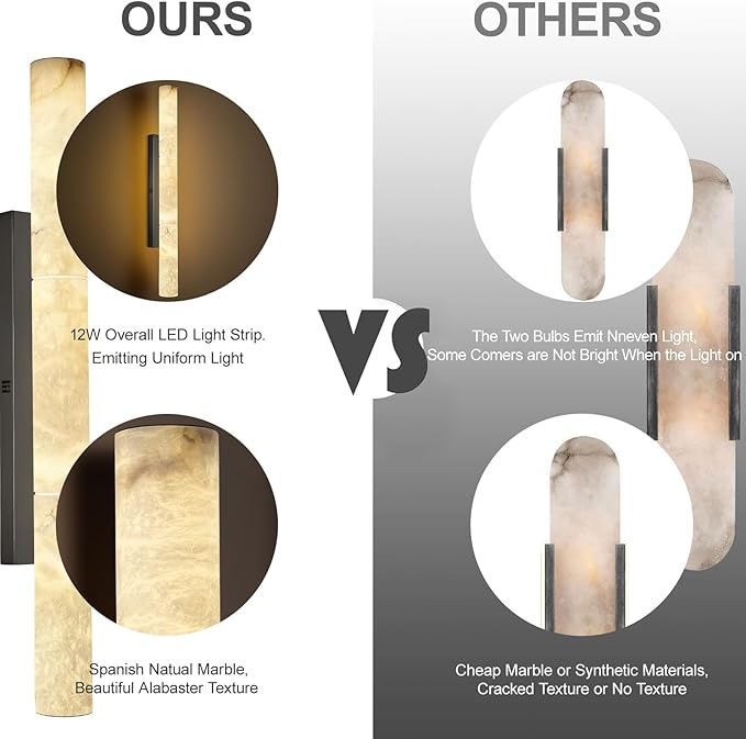 Bronze Alabaster Wall Sconces, 36" Large Marble Wall Sconce, Hardwired Black Wall Sconces Interior, Stone Wall Sconce Dimmable, Alabaster Wall Lamp for Living Room, Bathroom, Bedroom, Hallway-Upgraded
