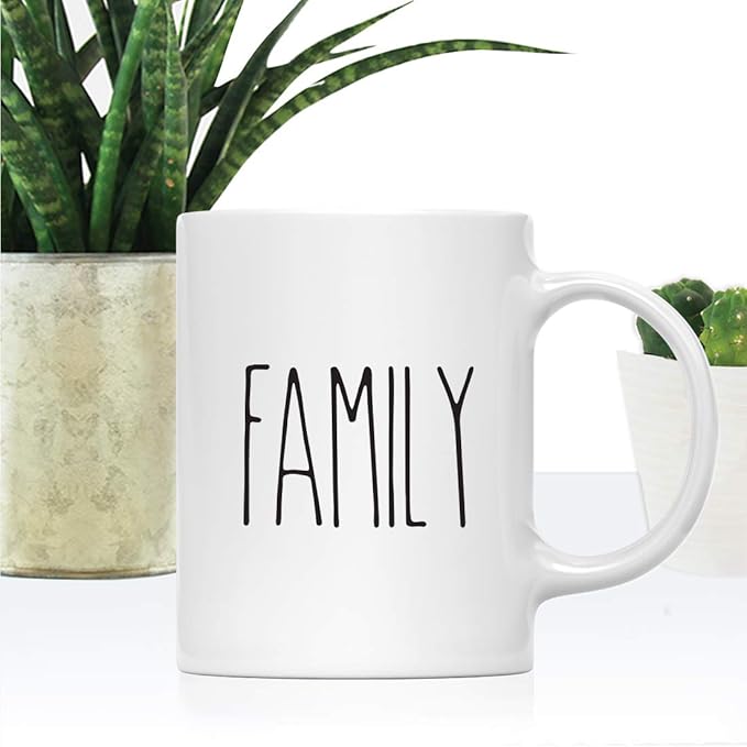 Andaz Press Simple Rustic Farmhouse Kitchen Decor 11oz. Ceramic Coffee Tea Mug, Family, 1-Pack, Includes Gift Box, Minimalist Birthday Christmas Ideas