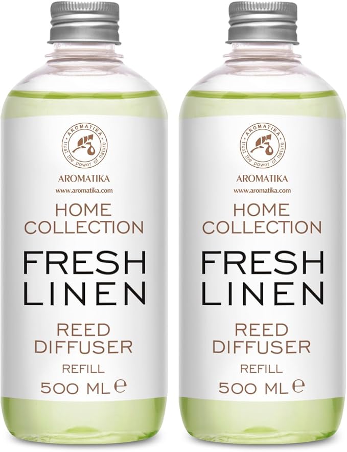 Refill Reed Diffuser Fresh Linen - Set 2 х 17 Fl Oz - Aroma Refill for Reed Diffuser - Long Lasting Home Fragrance - Air Freshener - Fresh Scent - Aromatherapy - Home Decor - Air Diffuser