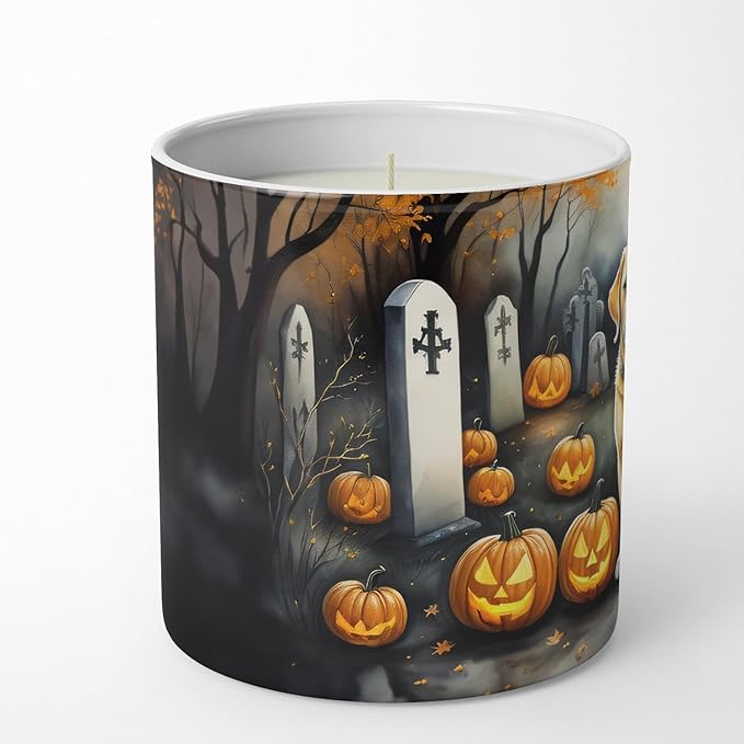 Caroline's Treasures DAC2059CDL Yellow Labrador Retriever Spooky Halloween Decorative Soy Candle Nature Soy Wax Essential Oil Home Decor Ideal for Bedroom Kitchen Bath Office Gift, 10 oz
