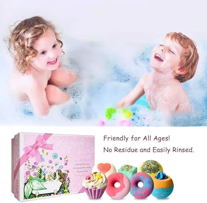 STNTUS INNOVATIONS Bath Bombs, 7 Natural Bath Bomb Gift Set, Handmade Bubble Bathbombs for Women Kids, Gifts for Mom Her Girlfriend, Mothers Day Gifts, Birthday Valentines Christmas Gifts for Women