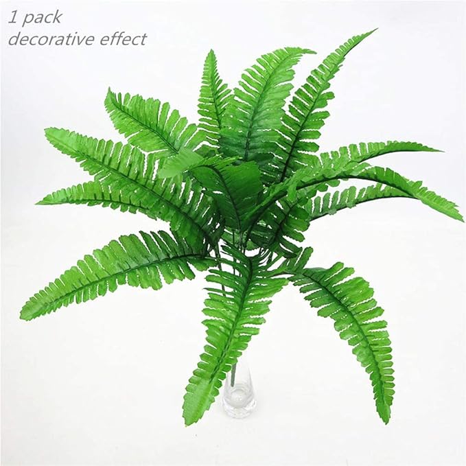 CATTREE Artificial Plants, Fake Persian Grass Plastic Plants Fern Leaves Shrubs Wedding Indoor Outdoor Home Garden Verandah Kitchen Office Table Centerpieces Arrangements Christmas Decoration 4 Pack