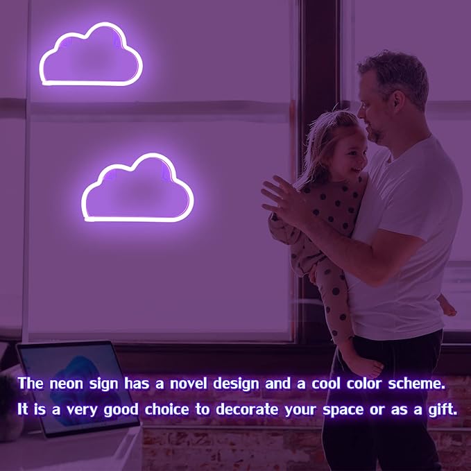 Cloud Neon Signs, LED Cloud Neon Light for Wall Decor, Battery or USB Powered Cloud Sign Shaped Decoration Wall Lights for Bedroom Aesthetic Teen Girl Kid Room Christmas Birthday Wedding Party