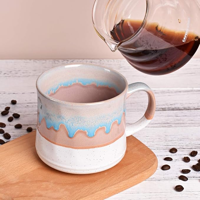Bosmarlin Large Ceramic Coffee Mug, Big Tea Cup, 7 Colors to Choose, 21 Oz, Dishwasher and Microwave Safe, 1 PCS (White)