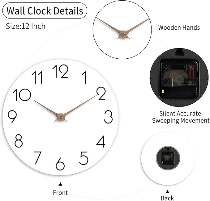 Wall Clock - 12 Inch White