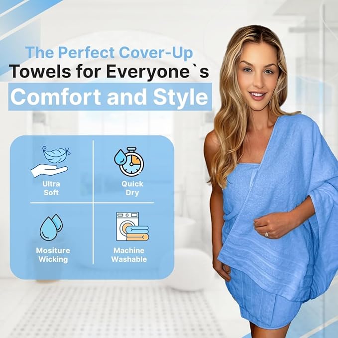 Infinitee Xclusives 100% Cotton Luxury Bath Towels Set of 2 (27x54 Inches), Soft, Absorbent, Quick Dry, Perfect Towels for Bathroom, Gym, Spa & Hotel |Eloquent Blue|