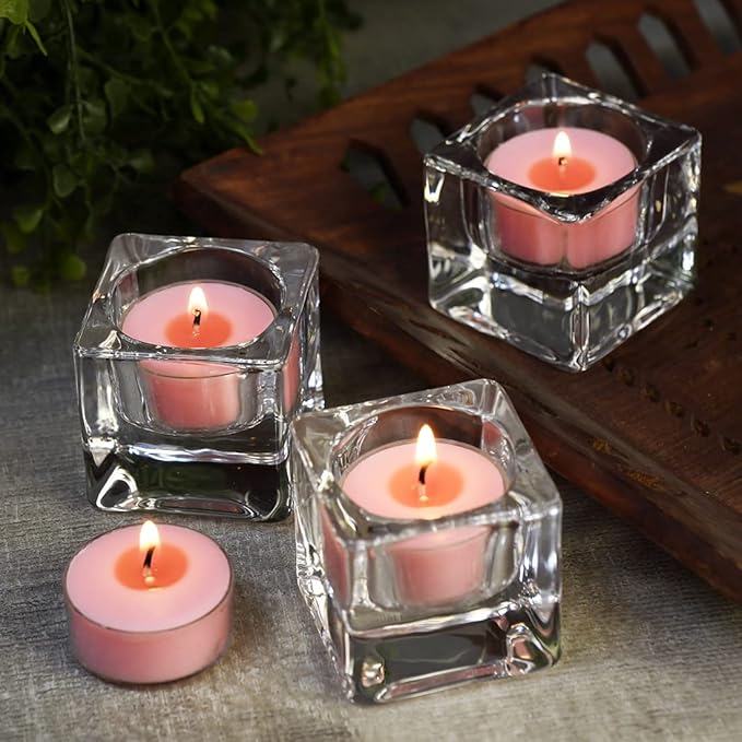 DEYBBY Natural Scented Soy Wax Tealight Candles Bulk, Romantic Rose Aromatherapy Luxury Tea Candle Set of 12-4 Hour Burn Time|Great for Valentine's Day, Birthday
