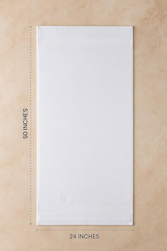 Pearl Linens Bath Towel Set of 6, 100% Cotton Premium, 24 x 50 Inches, White Bath Towels Bulk, Lightweight and Highly Absorbent Quick Drying Towel Set for Hotel, Spa and Bathroom, White Hotel Towel