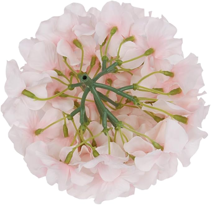 Flojery Silk Hydrangea Heads Artificial Flowers Heads with Stems for Home Wedding Decor,Pack of 10 (Baby Pink)