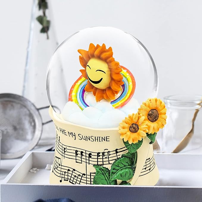Sunflower Music Box Sunshine Gift, Birthday Anniversary Christmas Mother Day Snow Globe Gift for Mom Grandma Daughter Wife Girlfriend Women, Sunflower with Light Play You are My Sunshine