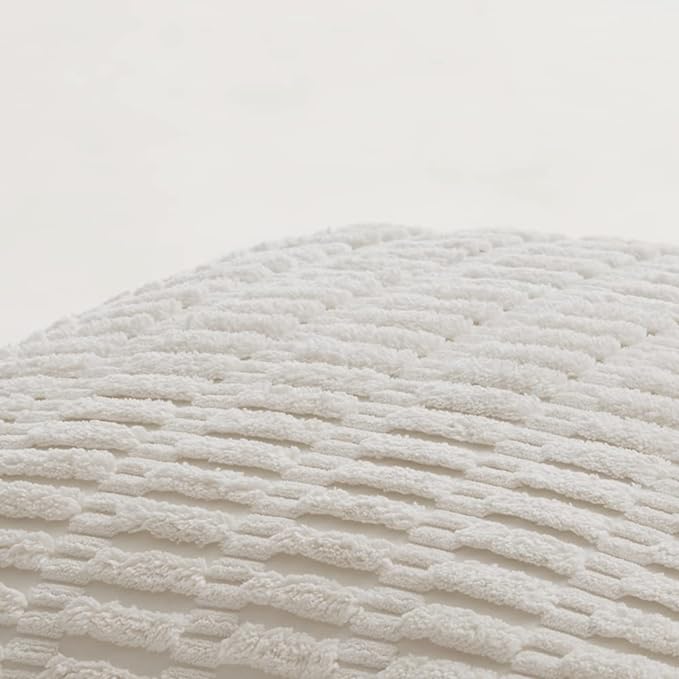 Fancy Homi 4 Packs Pure White Decorative Throw Pillow Covers 16x24 Inch for Living Room Couch Bed, Rustic Modern Farmhouse Boho Home Decor, Soft Plush Corduroy Cute Accent Square Cushion Case 40x60 cm