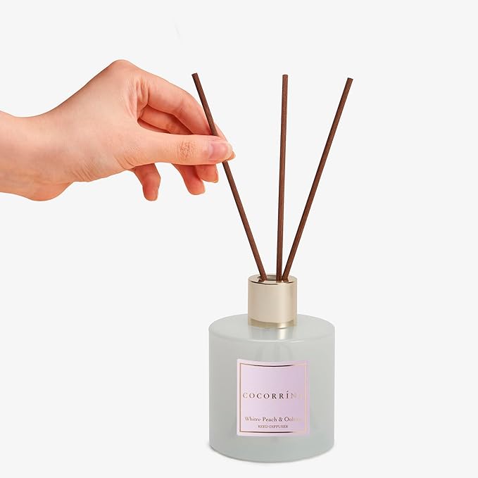 Cocorrína Reed Diffuser Sets - 6.7 oz. White Peach& Oolong Scented Diffuser with 8 Sticks Home Fragrance Reed Diffuser for Bathroom Shelf Decor