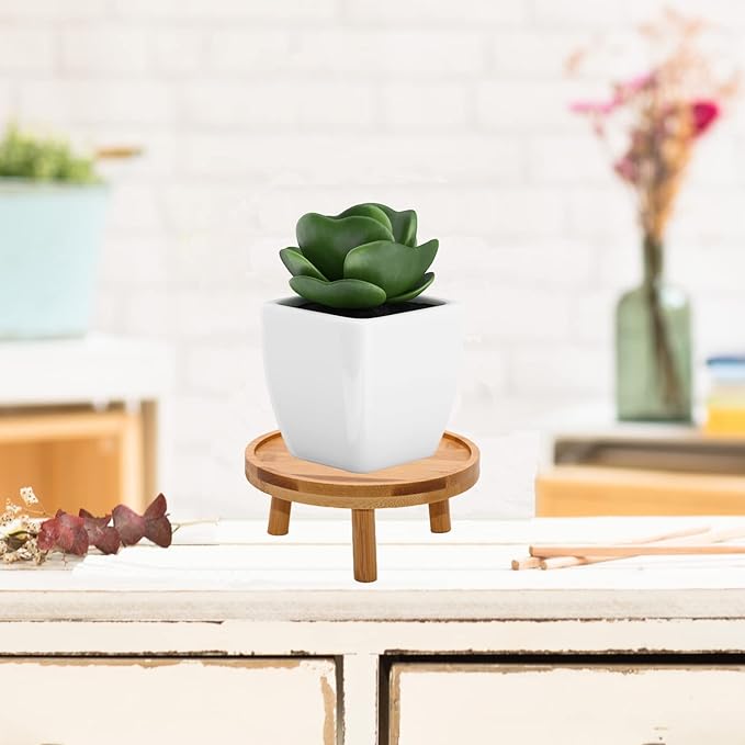 ARTORA Mid Century Modern Plant Stand, Wood Indoor Plant Holder Succulents Plant Pot Raiser Decorative Corner Planter Stand for Small to Medium Plants (Natural 2PCS)
