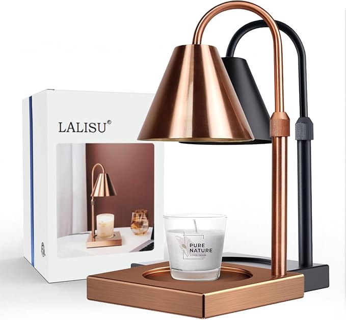 Yankee Candle Compatible Dimmable Metal Candle Lamp Warmer - Height Adjustable, Scented Wax for Home Decor (Rose Gold)