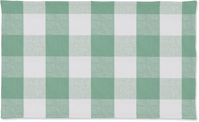 Green & White Placemats Cotton Buffalo Check Gingham Farmhouse Set of 4 Heat Resistant 2 Side Dining Table Place Mats for Kitchen Table, 12 x 18 inches