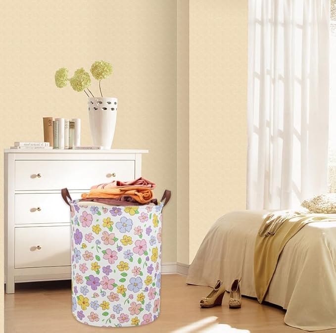 Kids Laundry Hamper,Flower Laundry Basket Collapsible Girls Storage Baskets for Home Decor,Office,Toy Organizer,(Flower)