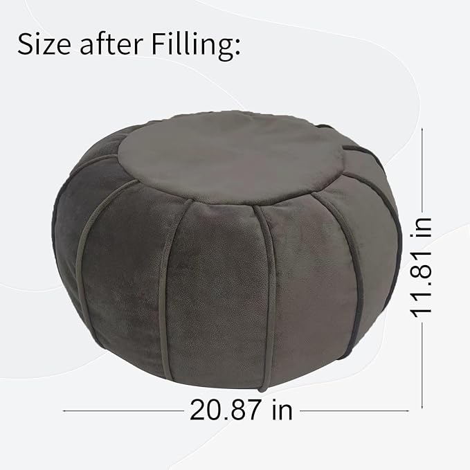 Louis Donné Unstuffed Ottoman Pouf Cover, Eco-Friendly Fabric Pouf Ottoman Bean Bag with Storage Solution for Bedroom, Round Foot Stools for Seating Poufs for Living Room Camper(Olive Green)