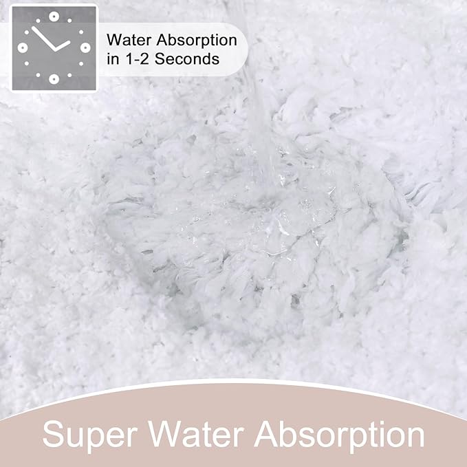 AROGAN Luxury Non Slip Bathroom Rug, Thick Soft and Absorbent Microfiber Bath Mat, Rubber Backing Quick Dry Rugs Carpets, Machine Washable Plush Mats for Shower Floor, Bathroom, 24x36 Inch White