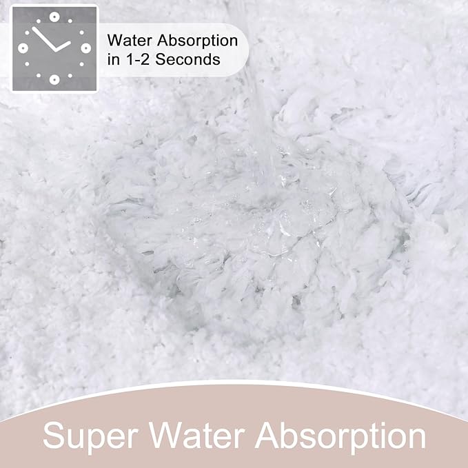 AROGAN Luxury Long Bathroom Runner Rug, 24x60 Inch Thick Soft and Absorbent Non Slip Bath Mat, Rubber Backing Quick Dry Rugs Carpets, Machine Washable Plush Mats for Shower Floor, White