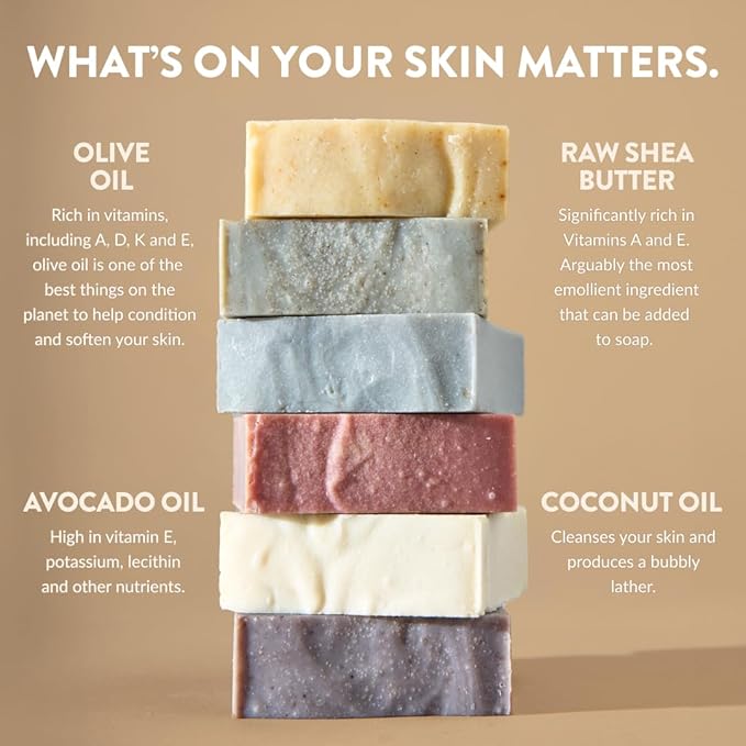Handmade in Canada, Plant Based Cold Process Natural Bar Soap, With Premium Essential Oils, Dry Skin, Pack of 6 (Citrus)