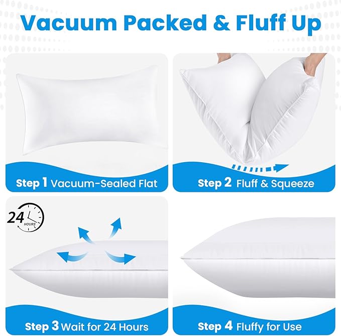Bed pillows for sleeping, Down alternative pillows, White,Microfiber filled,Queen pillows set of 2,20x30 Inches,Super soft,Hotel collection,Queen size pillow for back,stomach or side sleepers