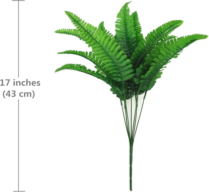 CATTREE Artificial Shrubs, Persian Grass Plastic Plants Fern Leaves Fake Bushes Wedding Indoor Outdoor Home Garden Verandah Kitchen Office Table Centerpieces Arrangements Christmas Decoration - 8 pcs
