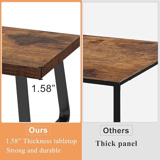 HSH Rustic Coffee Table, Industrial Wood and Metal Center Table, Farmhouse Minimalist Oak Coffee Table for Living Room, Modern Rectangular Wooden Tea&Coffee Table for Bedroom Home, Rustic Brown, 39 In