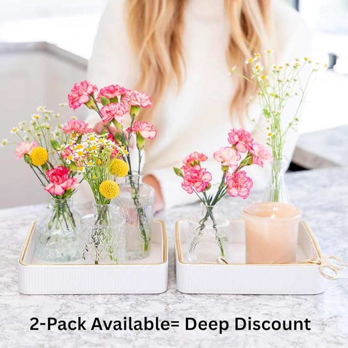 Small Night Stand Organizer Nightstand Tray Bedside Organizer Women| Key Bowl for Entryway Table Leather Valet Trinket Tray Catch All| Perfume Trays for Dresser Perfume Holder Organizer