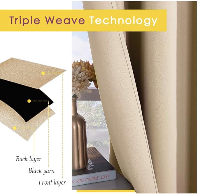 NICETOWN Room Darkening Window Curtain Panels, Thermal Insulated Grommet Room Darkening Curtains for Bedroom (Biscotti Beige, 2 Panels, W70 x L84 -inch)