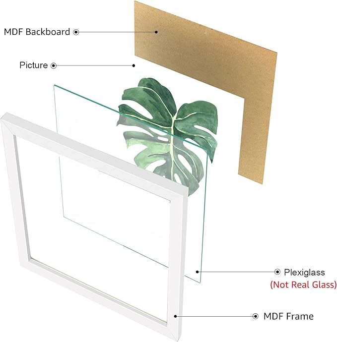 ArtbyHannah Framed Bathroom Wall Decor, 10x10 Inch Botanical Wall Art with Sage Green Plant Print for Wall Decoration, Minimalist Restroom Decor (White)