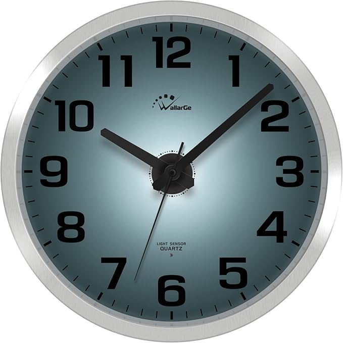 WallarGe Night Light Wall Clock for Bedroom - Silent Lighted up Wall Clock Glow in The Dark, Battery Operated Wall Clocks for Living Room/Kitchen, Easy to Read Large Digital Display, 12 Inch