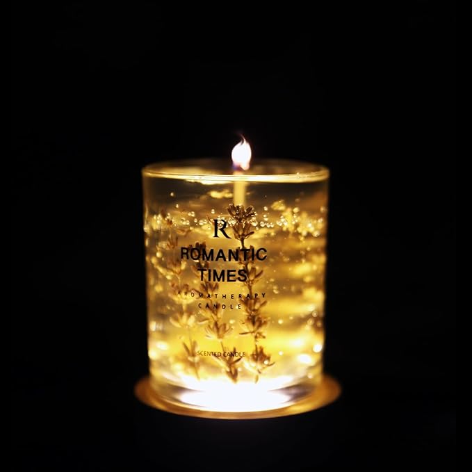 EPIKOS Jelly Aromatherapy Candle with Eternal Flower Inside and with Nighttime Illumination,12.35oz, 45 Hour Burn Time, Perfect Home Decor, Gift Choice, Floral, Fruity Scents (Juniper & Lavender)