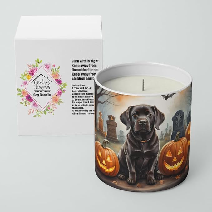 Caroline's Treasures DAC2033CDL Chocolate Labrador Retriever Spooky Halloween Decorative Soy Candle Nature Soy Wax Essential Oil Home Decor Ideal for Bedroom Kitchen Bath Office Gift, 10 oz