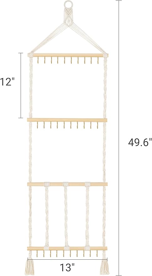 Mkono Headband Holder Boho Hair Bow Organizer for Girls Macrame Bow Hanger with 30 Hooks Bow Holder for Nursery Baby's Room Hair Accessories Organizer Wall Hanging Decor for Bedroom Bathroom