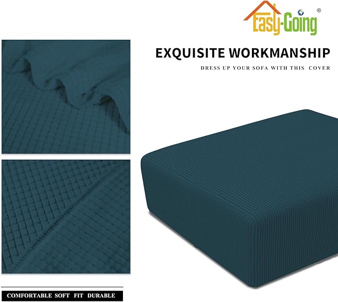 Easy-Going Stretch Square Ottoman Cover 40x40x15 inch Folding Storage Stool Furniture Protector Soft Rectangle slipcover with Elastic Bottom Deep Teal