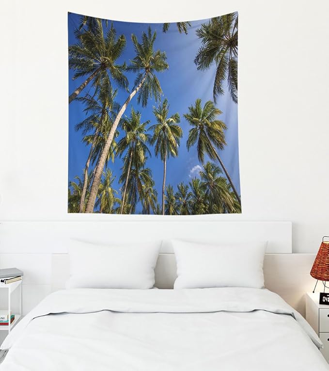 EMMTEEY Tree Tapestry Wall Decor Vertical 50X60 Inch-Coconut Palm Tree Tropical Summer Durable Wall Art for Living Room