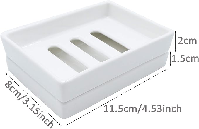 Ceramic Soap Dish Bar Soap Holder Double Layer Soap Tray Draining by Lofekea