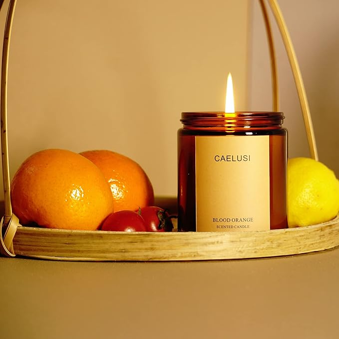 Candles for Home Scented Aromatherapy Candles Natural Soy Wax Candles Gifts for Women/Men Premium Candle with Essential Oils Long Lasting Amber Jar Candles(Citrus Sweet Orange1 Jar 15.9 oz)