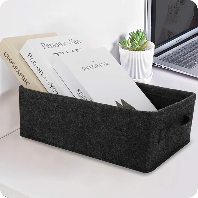 Long Gray Storage Baskets Narrow Storage Basket Organizer Storage Bins for Small Toys Keys Make Up Hair Cosmetic Drawer Home Decor Storage Basket Decorative Storage Bin