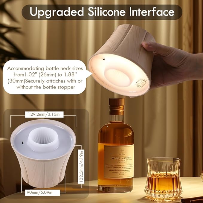 WILIT Wireless Bottle Lamp Shades for Table Lamps, 3 Level Brightness Bottle Lights for Liquor Bottles, Touch Lamps for Nightstand, Table Lamp for Bar, Modern Wine Bottle Lights, Women Gifts