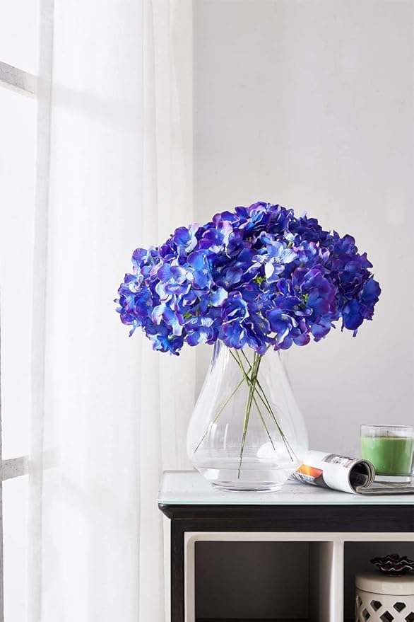 Artificial Hydrangea Flower 10 Heads Lavender Hydrangea Silk Flowers Head for Wedding Centerpieces Bouquets DIY Floral Decor Home Decoration with Long Stems