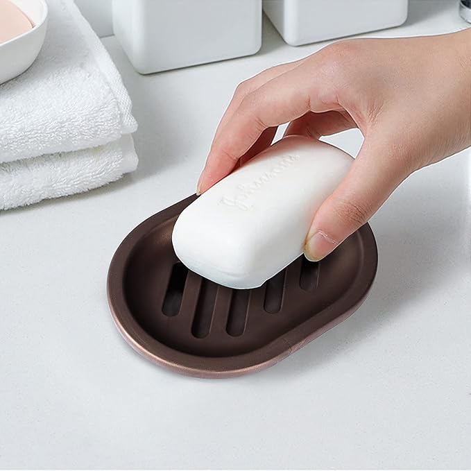Topsky 2 Pcs Soap Dish for Shower, Double Layer Draining Soap Box with Drip Tray, Plastic - Bronze