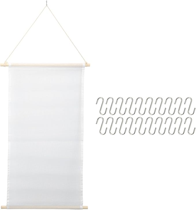 Earring Storage, Decoration Jewelry Holder Fishing Net Wall Mount Practical with S Hook for Cupboards for Closets for Wardrobes