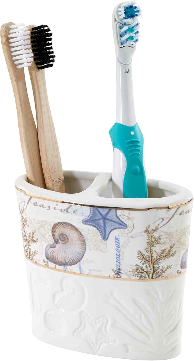 Avanti Linens - Accessory Set, Resin Tumbler, Toothbrush Holder, Soap Dish & Lotion Pump, Durable Bath Decor (Antigua Collection)