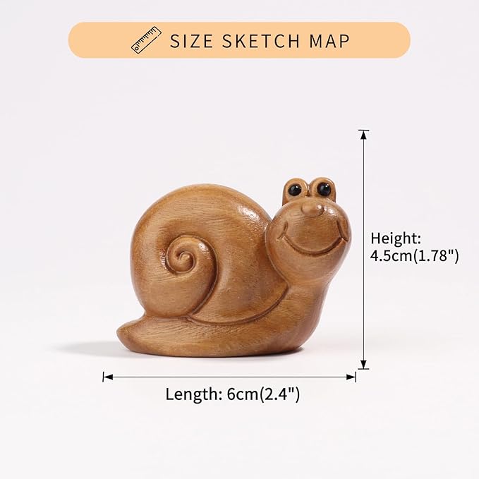 Snail Wooden Figurine,Gift Decoration Hand-Carved Wood Look Art Carved Garden Statue,Lovely Home Decor Figurine Suitable for Office Desk, Desktop, Living Room, Bedroom, Bookshelf, etc.